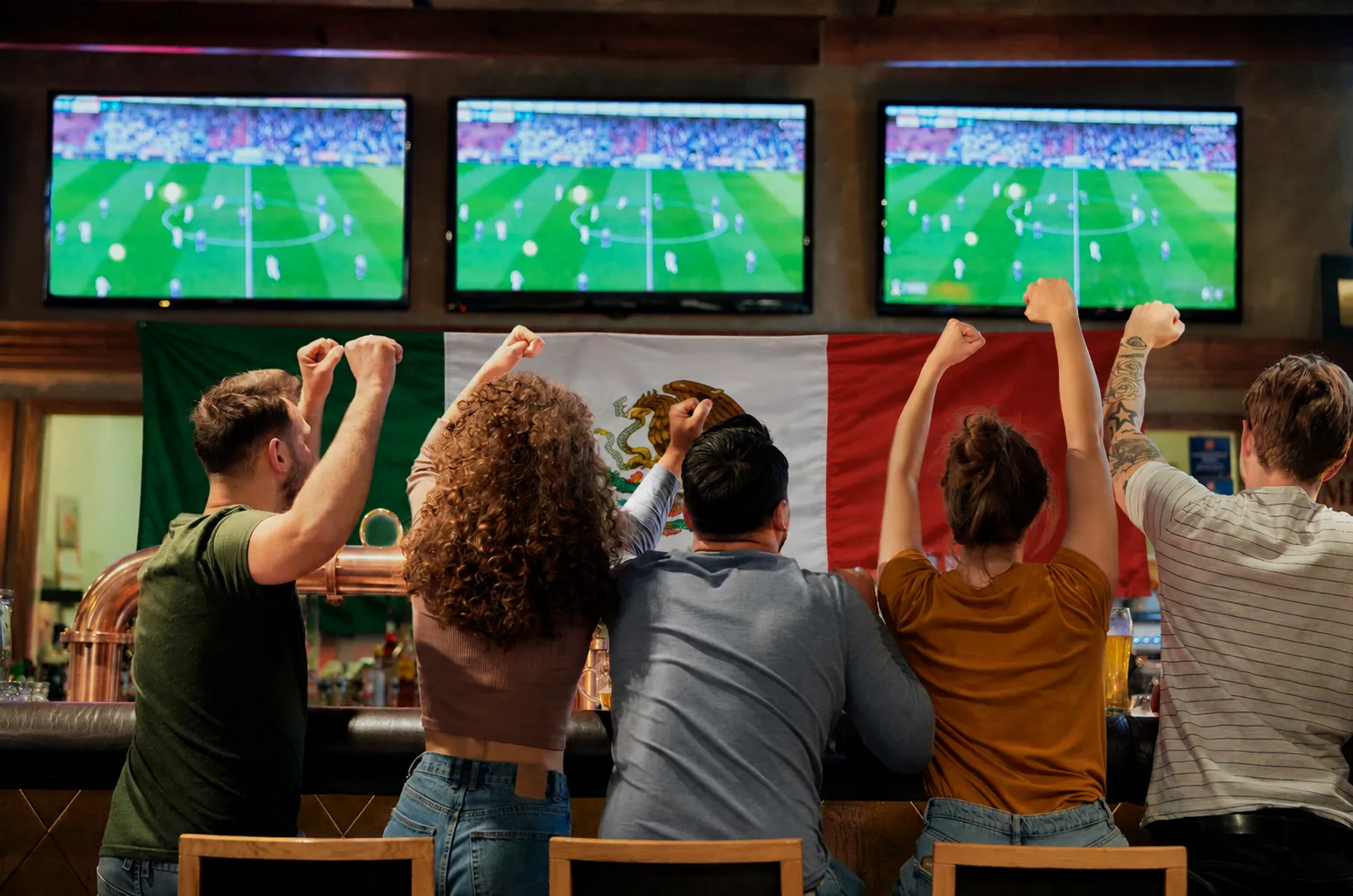 Fans watching a football match